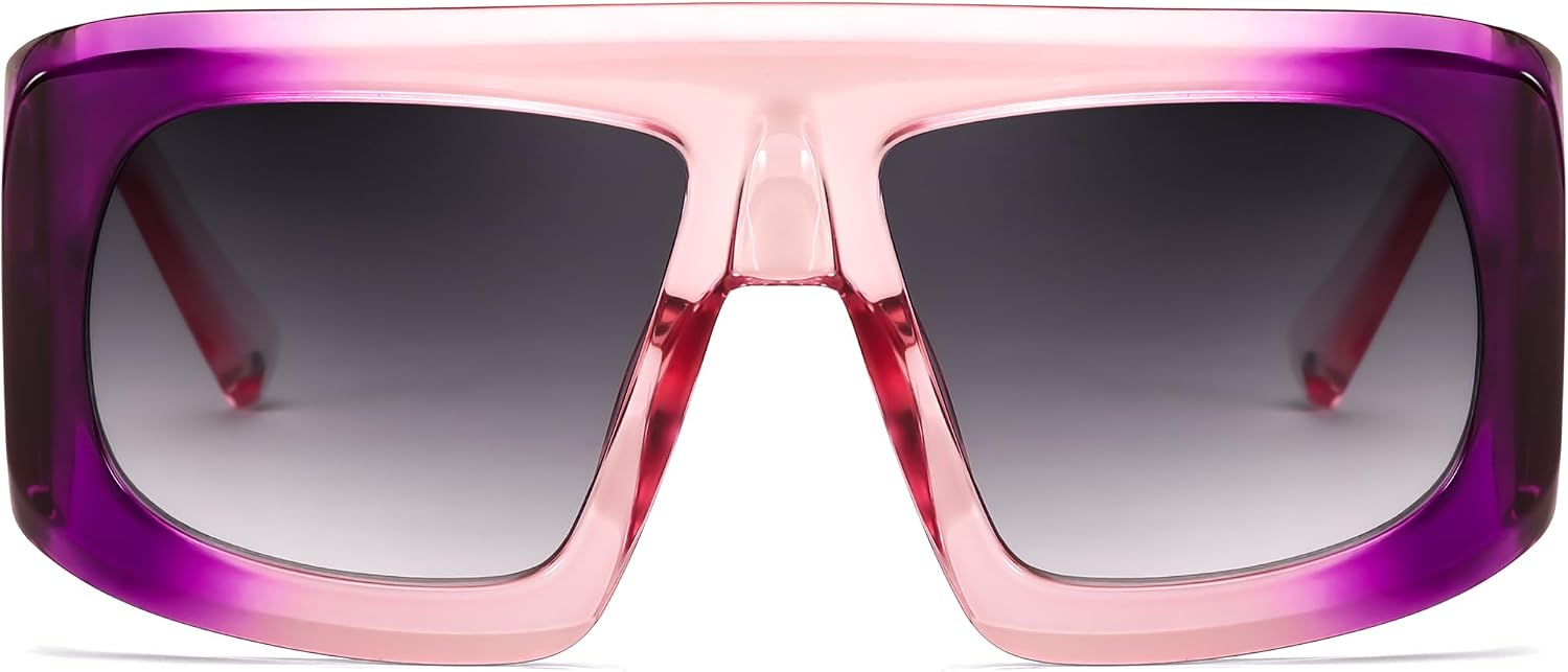 商品图片 10 | B0CYX6Y87W | FEISEDY Retro Oversized Avaitor Sunglasses for Women Men Bold Thick Frame Flat Top Shades B0126