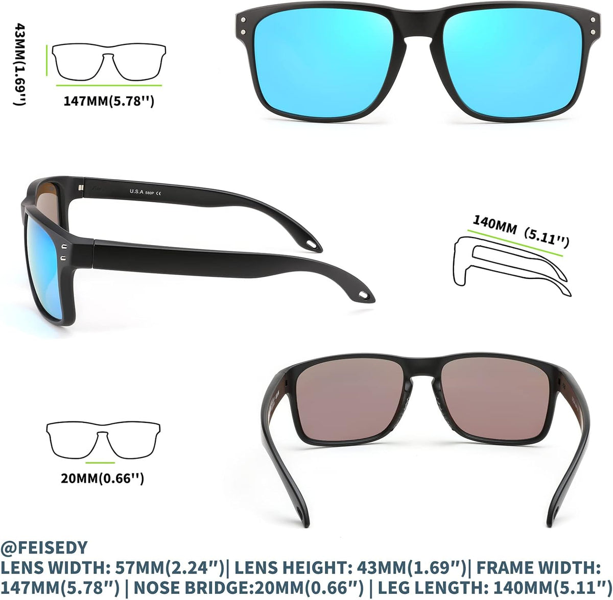 ÉÌƷͼƬ 38 | B09P11P3PC | FEISEDY Polarized Sports Sunglasses for Men Women, Classic Fishing Driving Cycling Goggles, UV400 Protection B2234