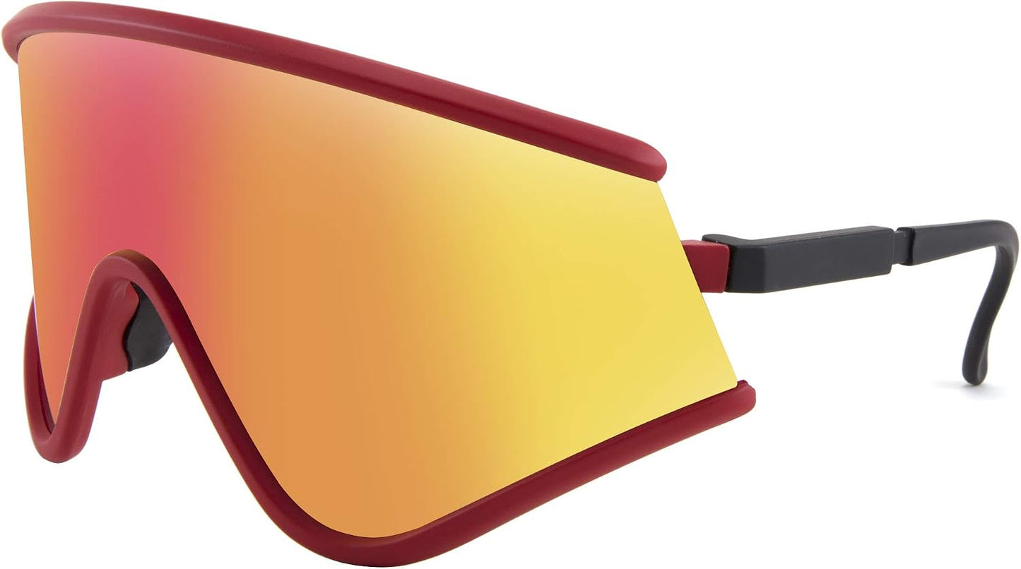 Default Title | B08R57WJV4 | FEISEDY Shield Wraparound Sports Sunglasses for Men Women Outdoor Windproof One Piece Cycling B9023