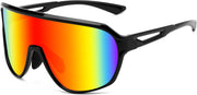 Black Frame Red Mirrored Lens / Large | B0D5D5V94D | FEISEDY Sports Sunglasses for Men and Women,Oversized One Piece Reflective Lens Cycling Sunglasses B0178