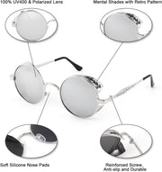 ÉÌƷͼƬ 20 | B0CHLX78KB | FEISEDY Retro Steampunk Sunglasses for Men Women, Round Metal Frame Gothic Vintage Style B2820