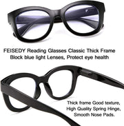ÉÌƷͼƬ 11 | B082SVW71F | FEISEDY Retro Reading Glasses Thick Square Big Frame Blue Light Blocking Lens Anti Glare Digital Eyestrain B2534