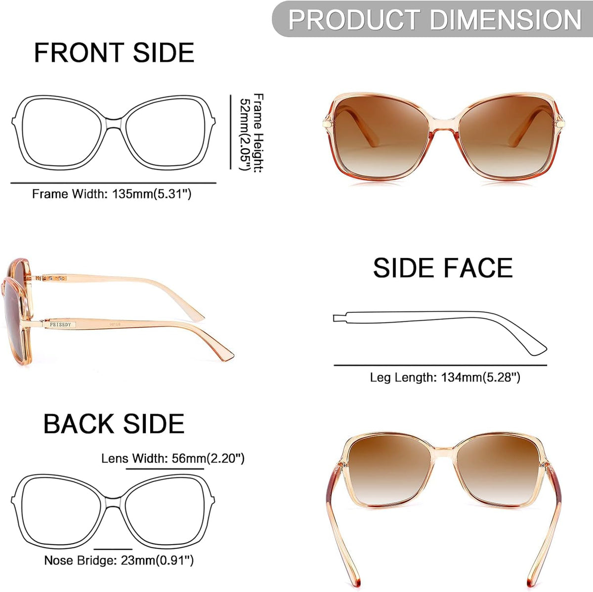 ÉÌƷͼƬ 18 | B09KC567VY | FEISEDY Womens Polarized Sunglasses UV400 Anti Glare Fashion Shades