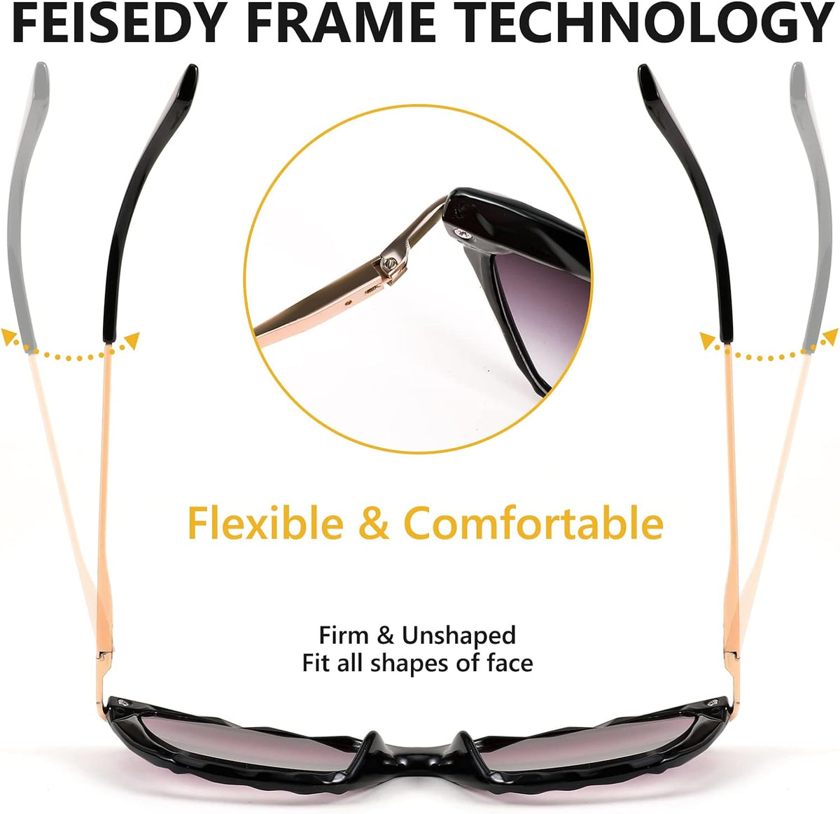 商品图片 6 | B09XDZ71JH | FEISEDY Vintage Cat Eye Reading Sunglasses Full Lens Women Sun Reader Glasses Spring Hinges B2896