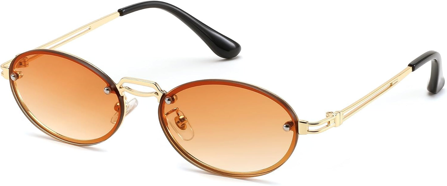 商品图片 2 | B0DGPQ2BTK | FEISEDY Retro Oval Sunglasses for Women Men Trendy Sun Glasses Classic Metal Shades UV400 Protection B0245