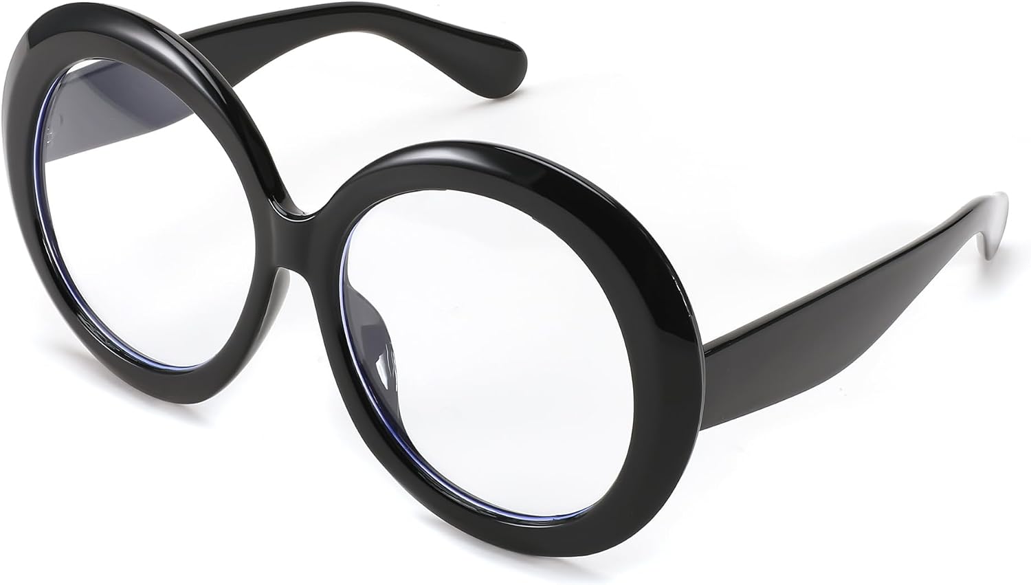 001 - Black / 62 Millimeters | B0CQ264QJP | FEISEDY Oversized Blue Light Blocking Glasses Women Men Retro Big Round Frame Eyewear Clear Lens Computer Glasses B2997