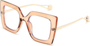 Brown / 62 Millimeters | B08DFDQ4K5 | FEISEDY Oversized Square Blue Light Blocking Glasses Eye Strain Glare Pearl Inlay Arm Cat Eye Fashion Eyewear B2639