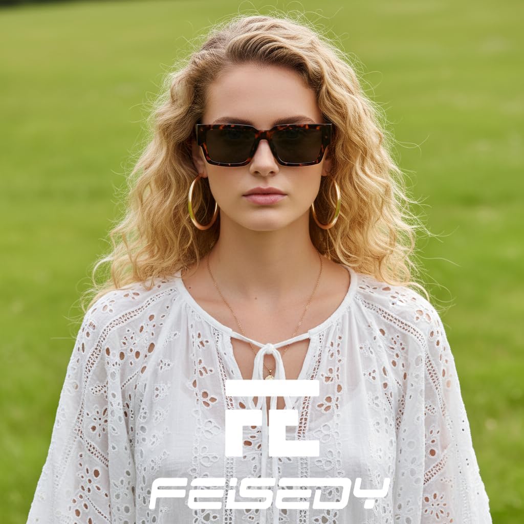 商品图片 34 | B0GD5FWDBC | FEISEDY Retro Trendy Rectangle Polarized Sunglasses for Women Men,Classic Narrow Square Sun Glasses B0314