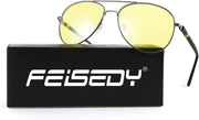 ÉÌƷͼƬ 2 | B08GCRH9HB | FEISEDY Aviator Polarized Night Driving Sunglasses Anti Glare Yellow Lens B2668
