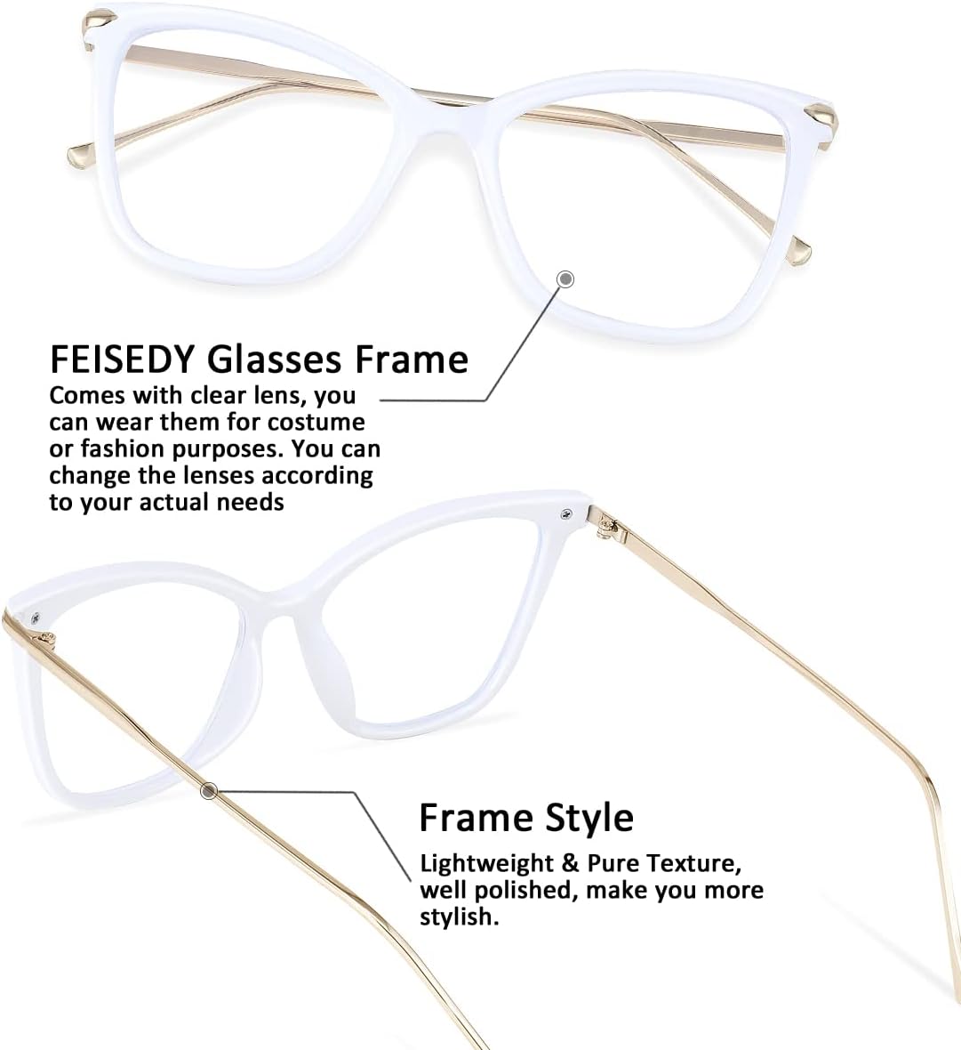 ÉÌƷͼƬ 49 | B07KK3P4KT | FEISEDY Oversized Cat Eye Glasses Frame with Clear Lenses Eyewear for Women B2460