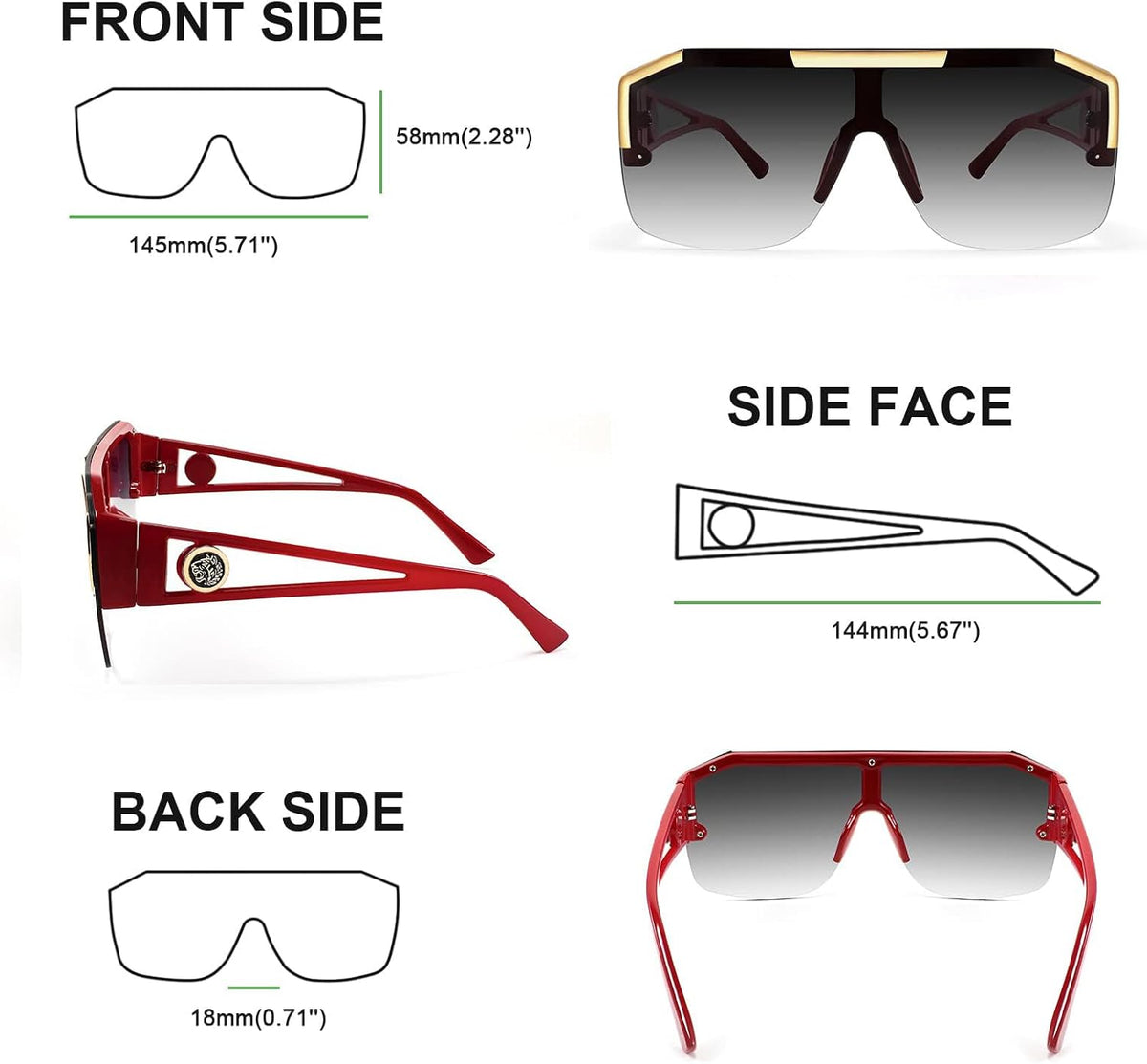 ÉÌƷͼƬ 64 | B09L4V27YS | FEISEDY Square Oversized Sunglasses for Men Women Flat Top B2765
