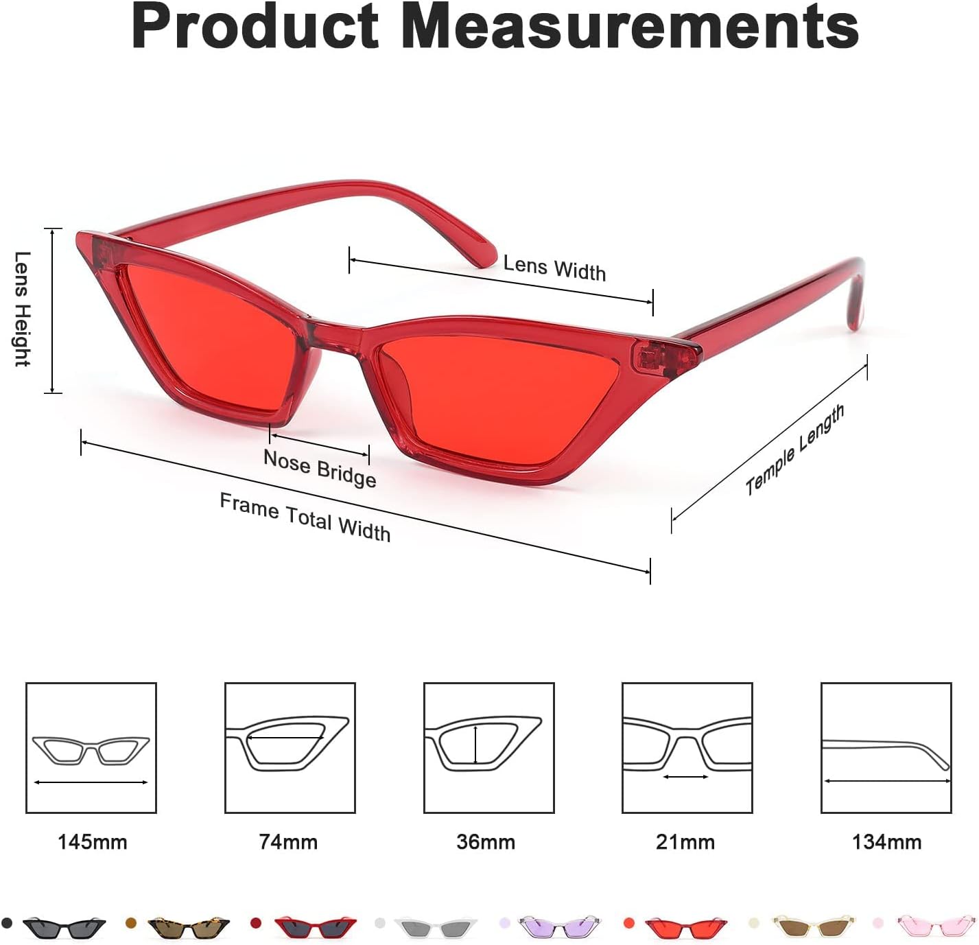 商品图片 95 | B079KYQYT3 | FEISEDY Small Cat Eye Sunglasses Vintage Square Shade Women Eyewear B2291