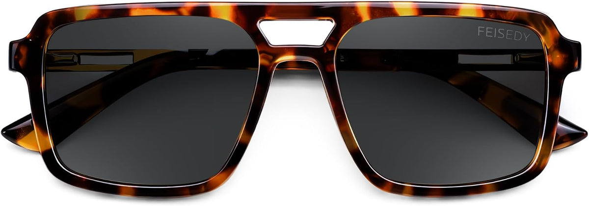 ÉÌƷͼƬ 20 | B0GLNFSYQ5 | FEISEDY Retro Aviator Polarized Square Sunglasses for Men Women B0377
