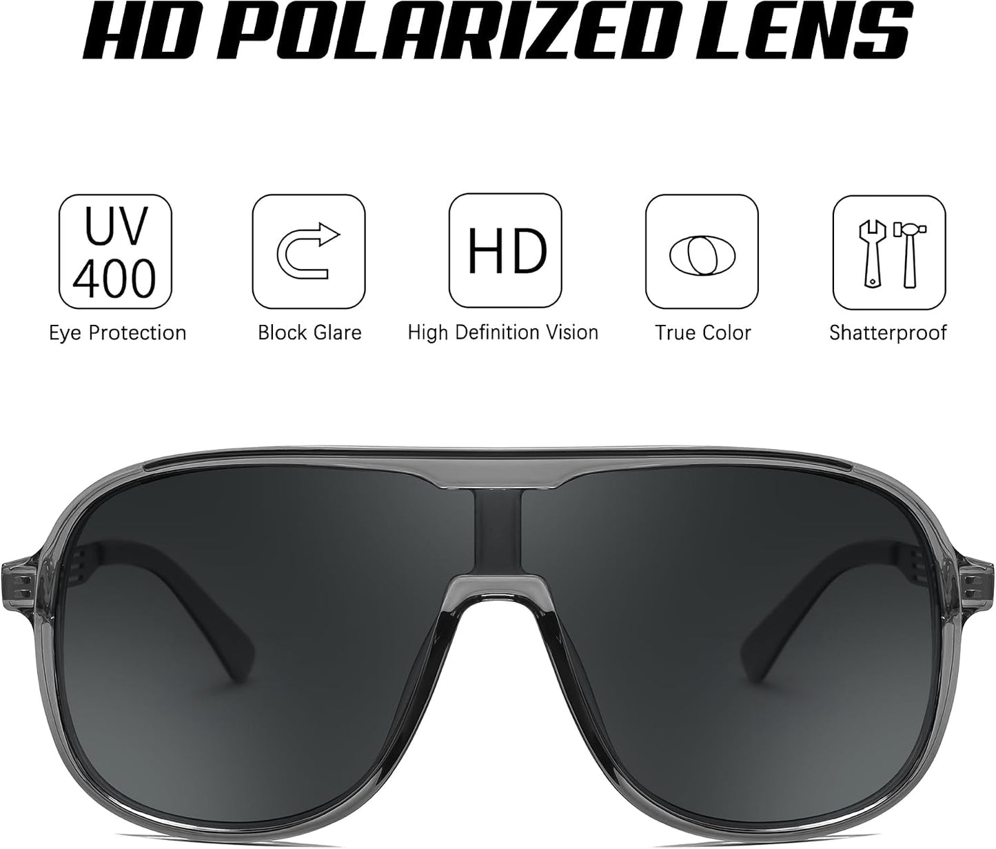 商品图片 34 | B0DSV55WLM | FEISEDY Polarized Sunglasses Men Women Mirrored One Piece Lens B0277