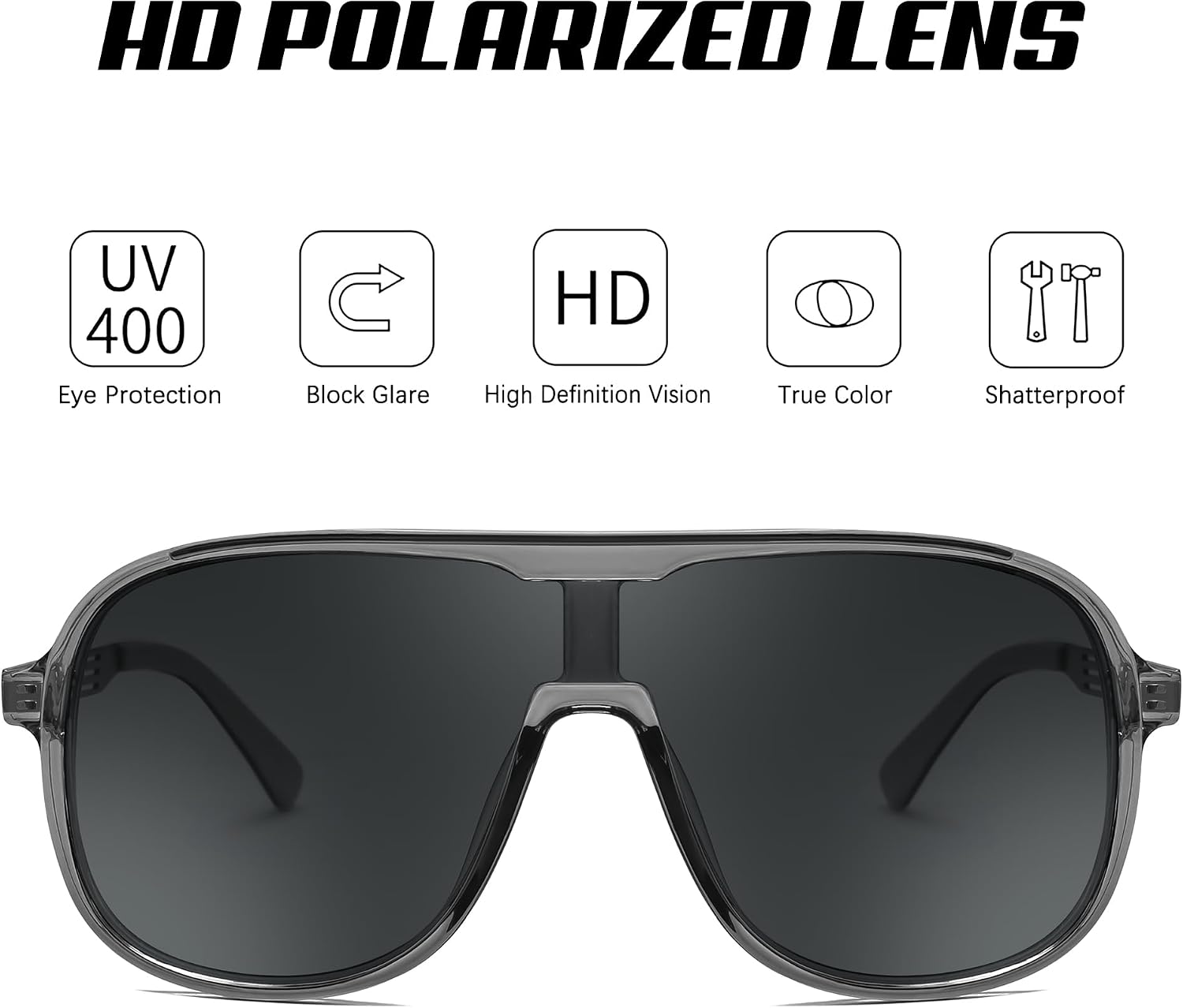 商品图片 34 | B0DSV55WLM | FEISEDY Polarized Sunglasses Men Women Mirrored One Piece Lens B0277