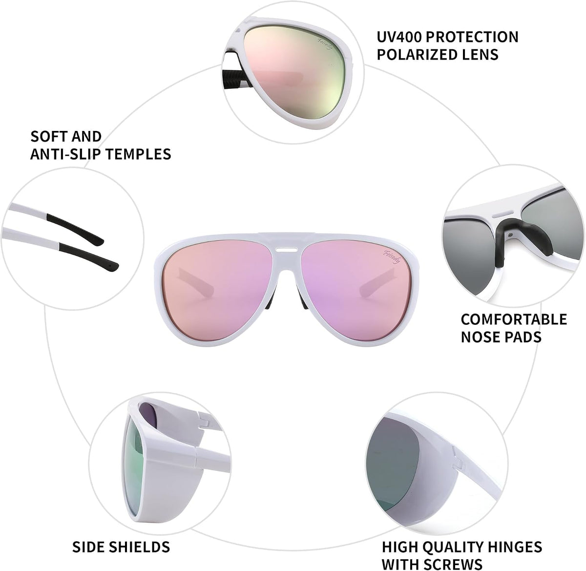 ÉÌƷͼƬ 11 | B0CT5M1L9R | FEISEDY Polarized Aviator Sunglasses Men Women Oversized Round Steampunk Sunglasses Side Shield Goggles B0095