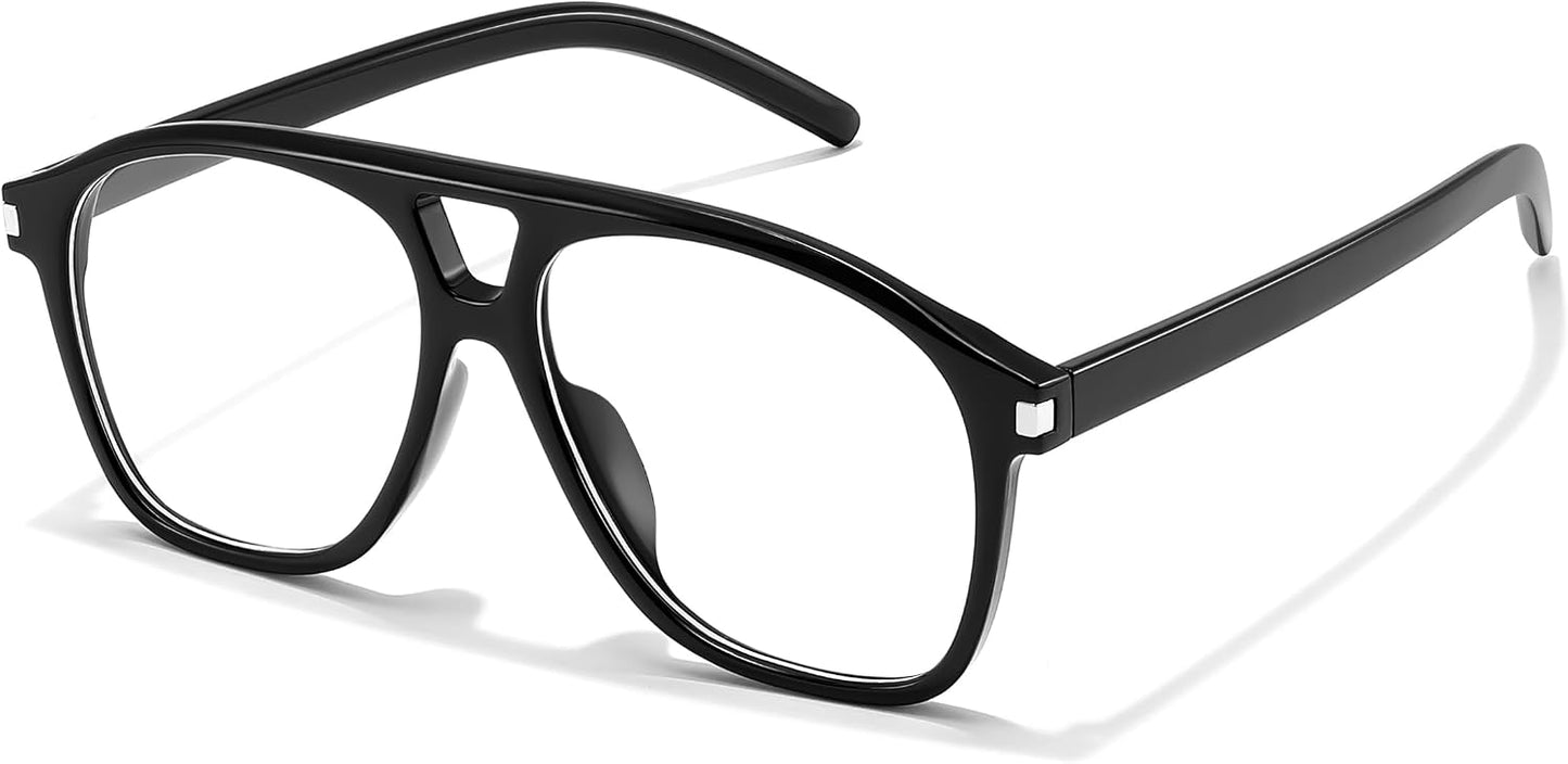 商品图片 6 | B0HCMPWV5X | FEISEDY Oversized Aviator Fashion Glasses for Women Men, Tortoise Trendy Eyeglasses, Retro Eyewear Frame for Daily Wear B0426