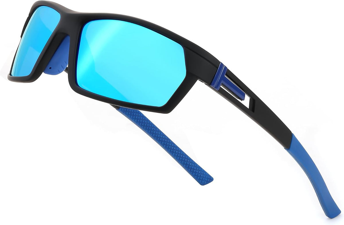 Black Frame & Blue Mirror Lens / 60 Millimeters | B0CWV2PMQF | FEISEDY Polarized Sports Sunglasses for Men Women Youth Baseball Cycling Running Glasses UV400 Protection B0135