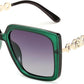 Dark Green Frame Polarized Gradient Grey Lens / 55 Millimeters | B0CXDXZ6C5 | FEISEDY Sunglasses Womens Trendy, Oversized Square Shades, Pearl Inlay Cat Eye Frame UV400 Protection B2625