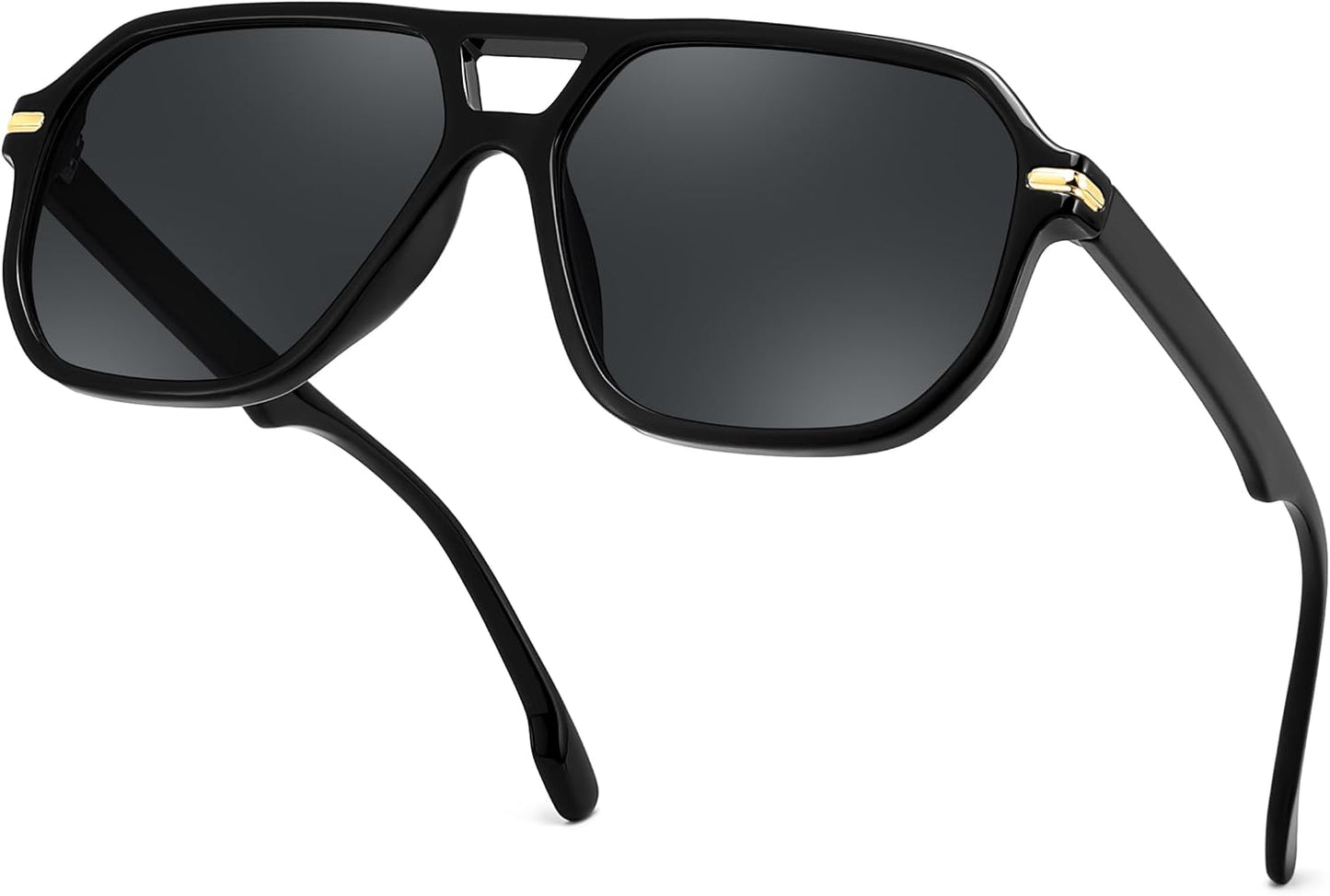Black Frame + Grey Lens / 58 Millimeters | B0GTPVNGJT | FEISEDY Women Men Aviator Sunglasses UV400 Protection, Retro Trendy Square Frame for Driving Fishing Outdoor Daily B0425
