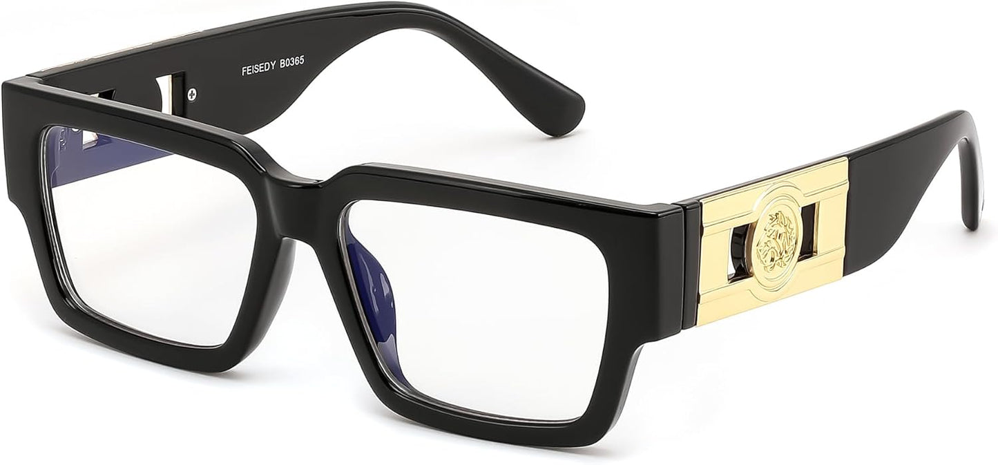 商品图片 8 | B0GQZ4LZK8 | FEISEDY Retro Trendy Rectangle Blue Light Glasses for Women Men B0365