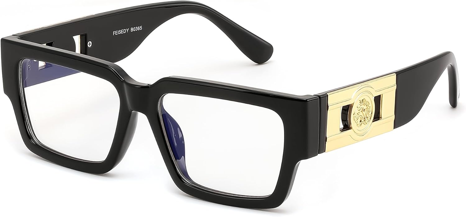 商品图片 8 | B0GQZ4LZK8 | FEISEDY Retro Trendy Rectangle Blue Light Glasses for Women Men B0365
