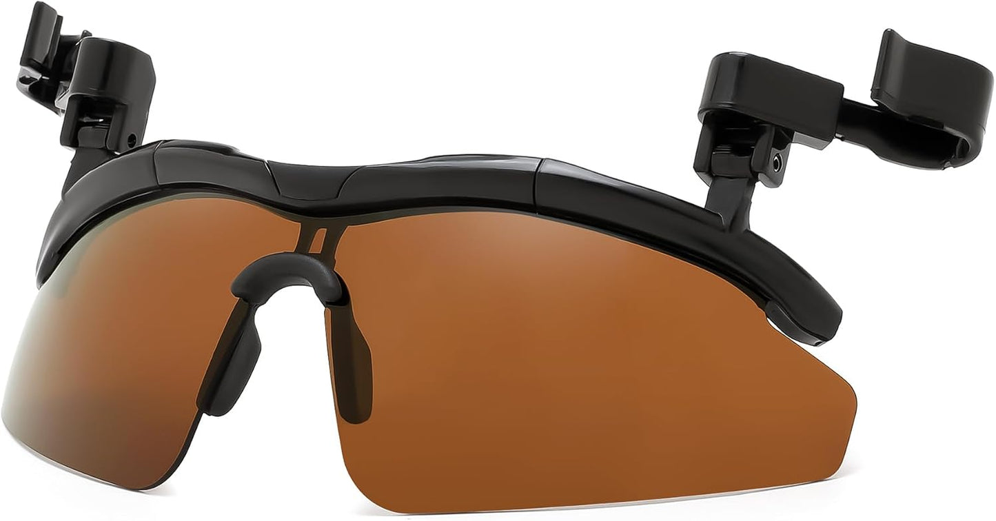 FEISEDY Polarized Clip On Sunglasses,Clip Cap Sports Sunglasses,UV400 Sunglasses for Mens Womens Fishing Cycling Hiking B0356 | RED Series - Brown
