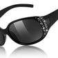 Black Frame & Grey Lens / 57 Millimeters | B0FZT3PJKY | FEISEDY Women's Polarized Sunglasses Wrap Around Rhinestone Design Fashion Sunnies UV400 Protection B1091