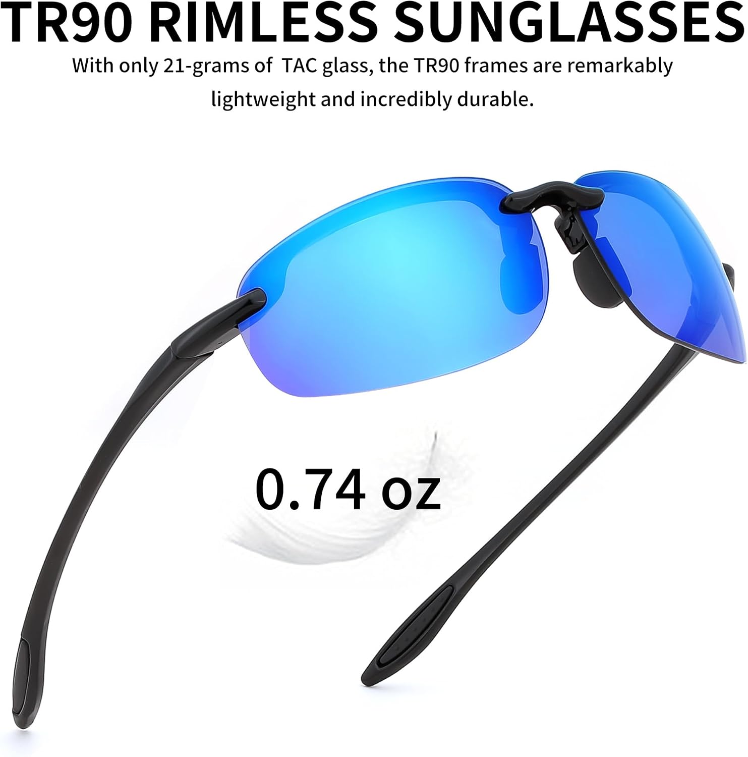 商品图片 17 | B0FY1FT8ZN | FEISEDY Sports Sunglasses for Men Women TR90 Rimless Frame for Running Fishing Driving B0349