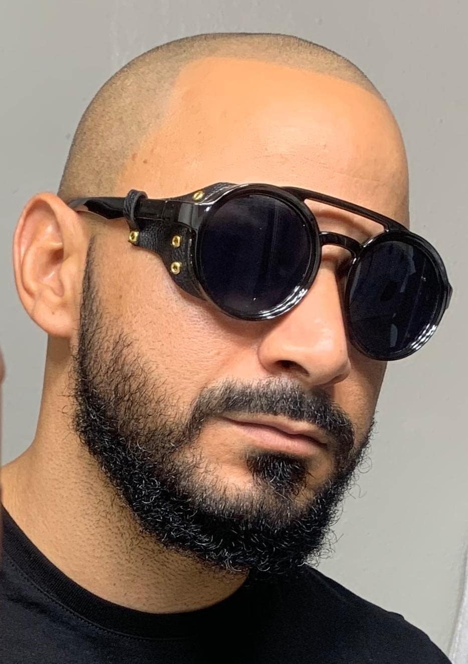 ÉÌƷͼƬ 48 | B09WN3J4YZ | FEISEDY Retro Round Steampunk Sunglasses Women Men Leatherwear B2532