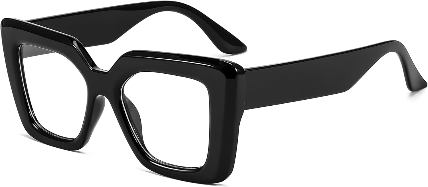 Black / 48 Millimeters | B0CSRZ3YGL | FEISEDY Oversized Square Blue Light Blocking Glasses for Women Men Fashion Computer Glasses Reduce Eye Strain B0111