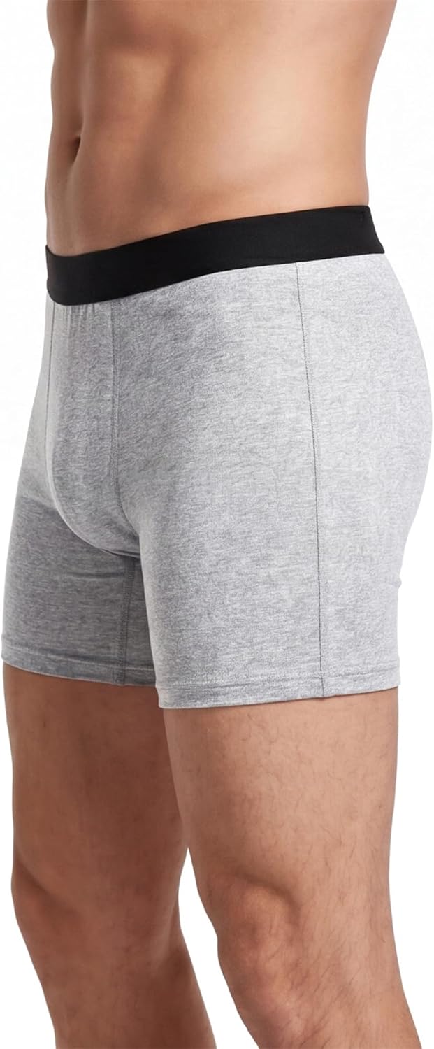 商品图片 3 | B0H1C4QQ3R | Men's Underwear Boxers, Anti-Chafing Long Leg Boxer Briefs, Ice Silk Breathable Stretch Fabric Underpants for Men 6-Pack
