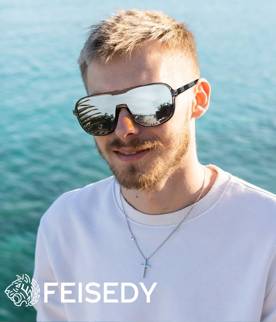 商品图片 23 | B0DSV55WLM | FEISEDY Polarized Sunglasses Men Women Mirrored One Piece Lens B0277