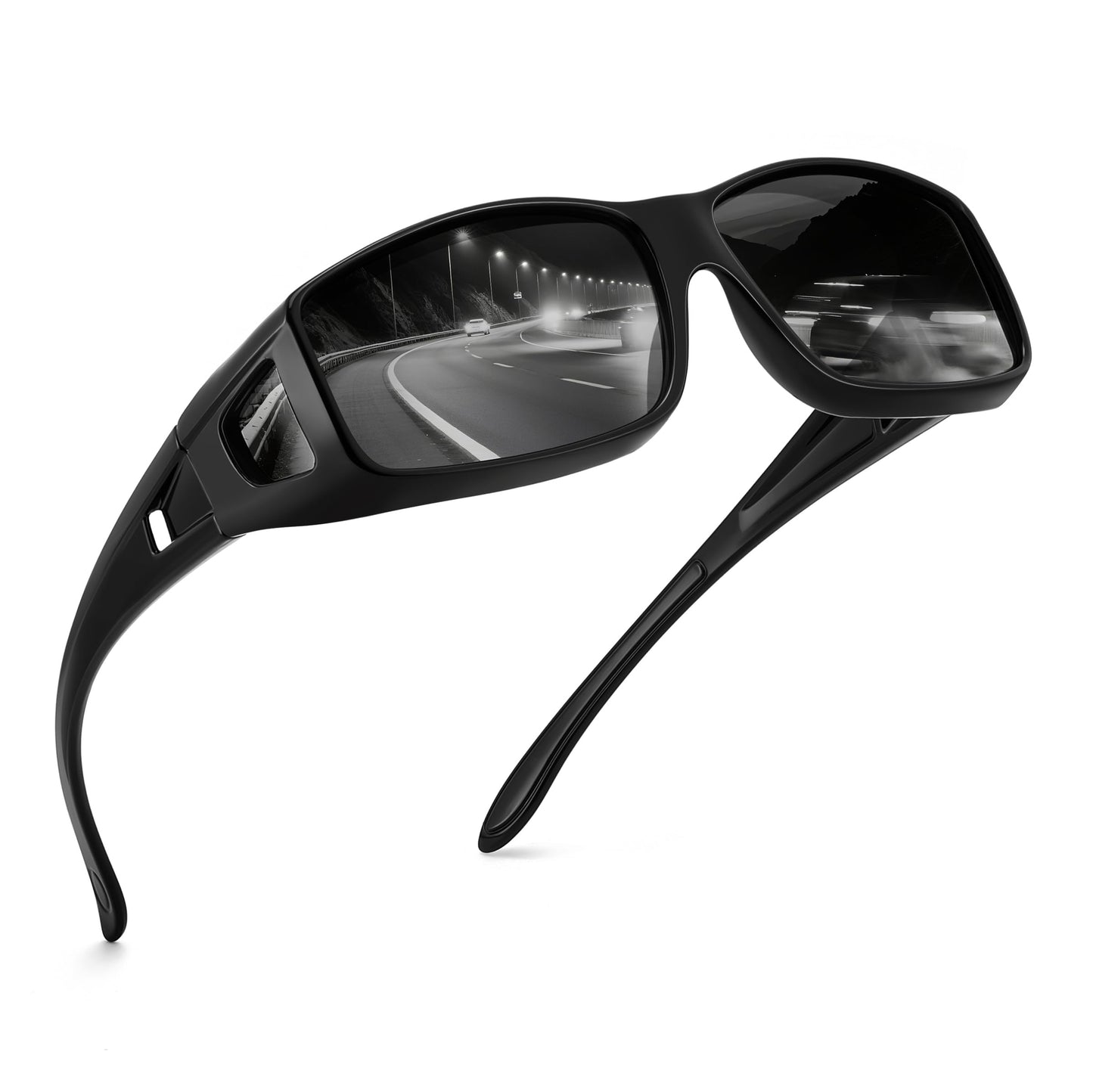 FEISEDY Polarized Fit Over Glasses Sunglasses Men Women Wrap Around B2593 | Night driving, Yellow lenses, 100% UV400 protecti