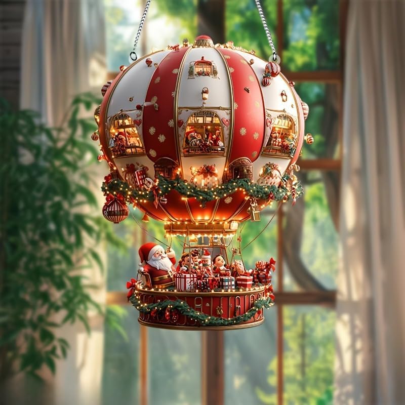 商品图片 2 | B0FP163MV3 | Christmas Decorations Acrylic Hanging Ornaments - Creative Tree Santa, Car Room Door Decor