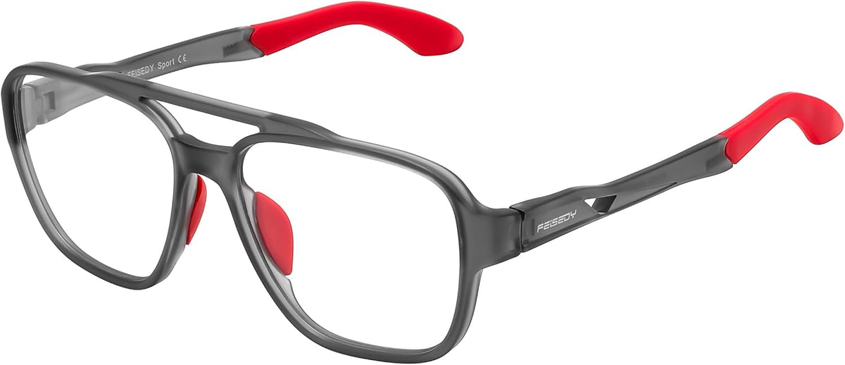 ÉÌƷͼƬ 25 | B0DR831C71 | FEISEDY Sports Blue Light Glasses for Men Lightweight Anti Slip Running Cycling Square Glasses Computer Eyeglasses B0156