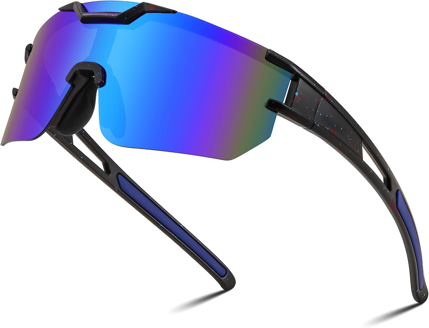 Black Frame Blue Mirrored Lens / Large | B0DBVJ4MVY | FEISEDY Kids Sunglasses Youth Baseball Sun Glasses, UV400 Sports Cycling Softball Sunglasses for Adult Boys Girls B0227
