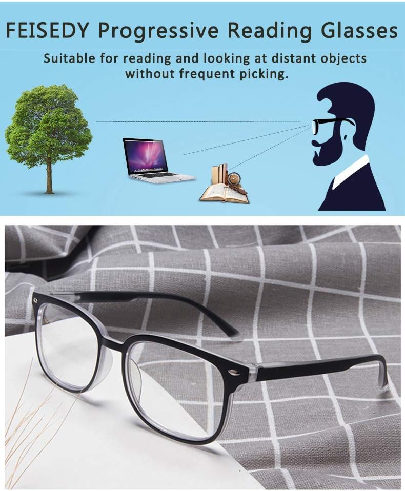 ÉÌƷͼƬ 12 | B07Q5Y42G2 | FEISEDY Progressive Multifocal Reading Glasses Blue Light Blocking Reader Glasses TR90 Frame Women Men B2497