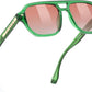 005 Transparent Green Frame & Gradual Red Lens / 49 Millimeters | B0DSGZ9LL4 | FEISEDY Polarized Aviator Sunglasses Men Women, Retro 70s Style Design - UV400 Protection, Driving & Daily Wear B0203