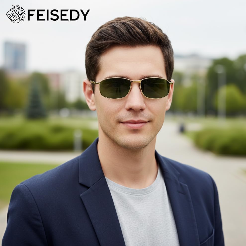 商品图片 9 | B07GSRV2H5 | FEISEDY Rectangle Polarized Square Sunglasses for Men Women B2444