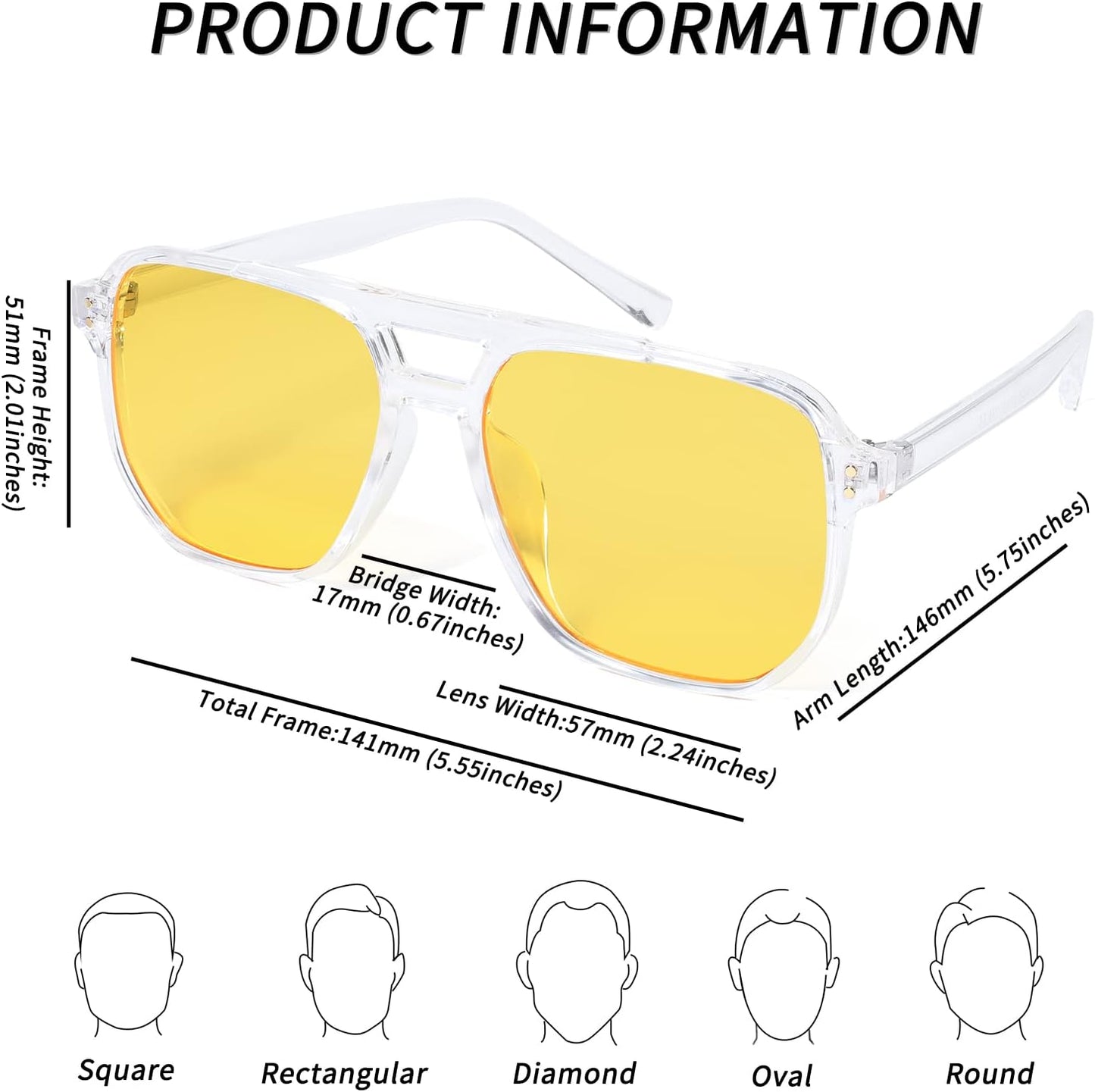 商品图片 11 | B09J8999GR | FEISEDY Retro Square Aviator Sunglasses Women Men 70s Vintage Trendy Plastic Frame Sun Glasses B2835