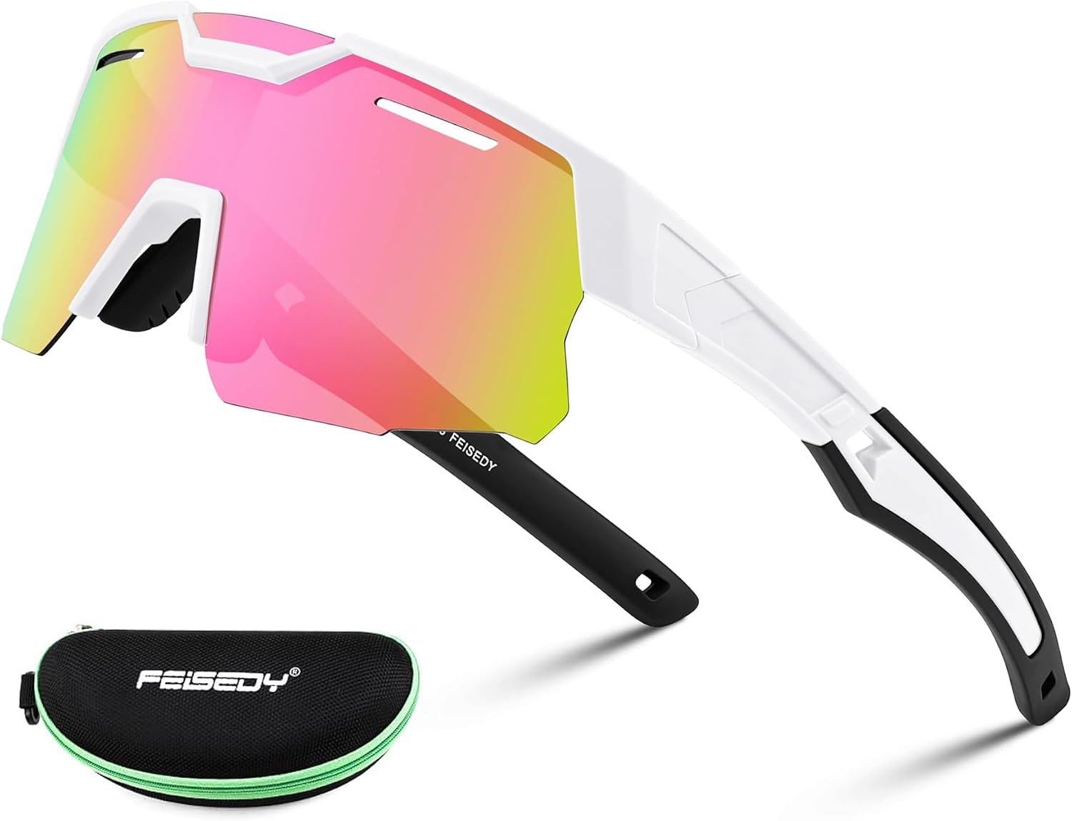 002 White Frame Pink Mirrored Lens / Large | B0D78QLYSJ | FEISEDY Kids Teens Baseball Polarized Sunglasses Sports Cycling Glasses for Youth Boys Girls Age 8-16 B0157