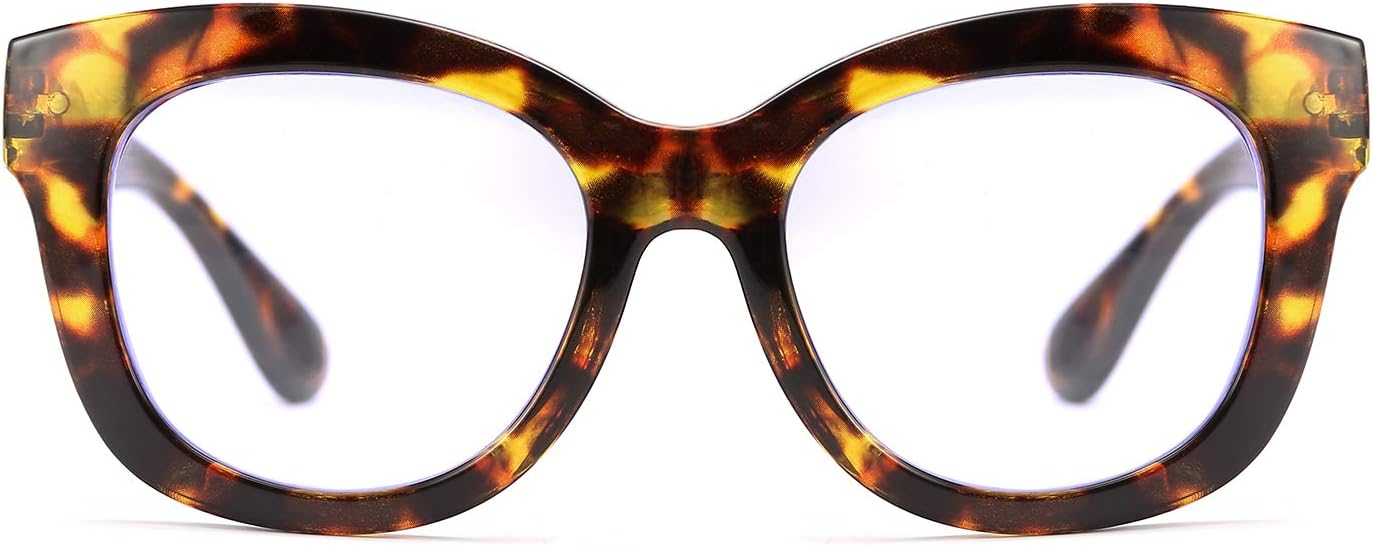 商品图片 16 | B082SVW71F | FEISEDY Retro Reading Glasses Thick Square Big Frame Blue Light Blocking Lens Anti Glare Digital Eyestrain B2534