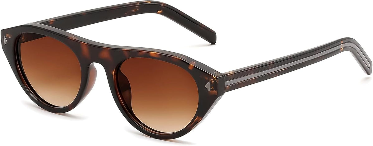 Leopard/Brown / 51 Millimeters | B0GSYWN8GH | FEISEDY Retro Oval Cat Eye Sunglasses for Women Men B0411