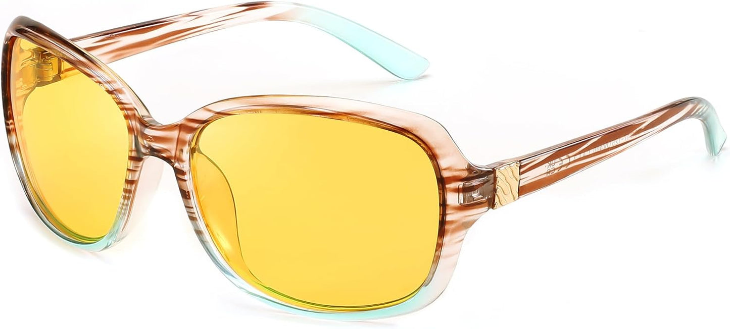 Blue Stripe / 60 Millimeters | B0DF74VZN6 | FEISEDY Classic Womens Night Glasses Driving Anti Glare Wrap Around Yellow Sunglasses B2548