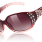Gradual Wine Red Frame & Gradual Red Lens / 57 Millimeters | B0FZT56WQL | FEISEDY Women's Polarized Sunglasses Wrap Around Rhinestone Design Fashion Sunnies UV400 Protection B1091