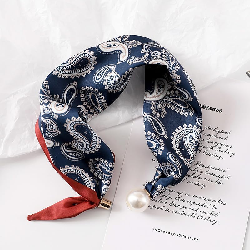 商品图片 2 | B0FR94CSSS | Neck Scarves with Magnetic Pearl Clasp - Elegant Purse Scarf for Women, Western Outfit & Shirt Accessory