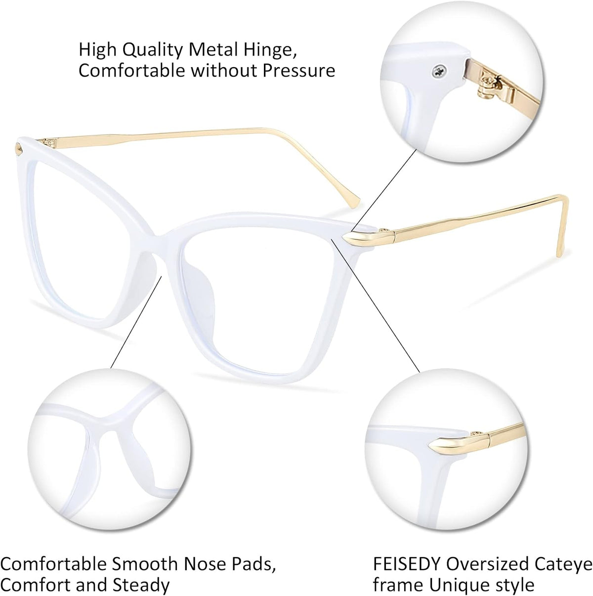 ÉÌƷͼƬ 51 | B07KK3P4KT | FEISEDY Oversized Cat Eye Glasses Frame with Clear Lenses Eyewear for Women B2460