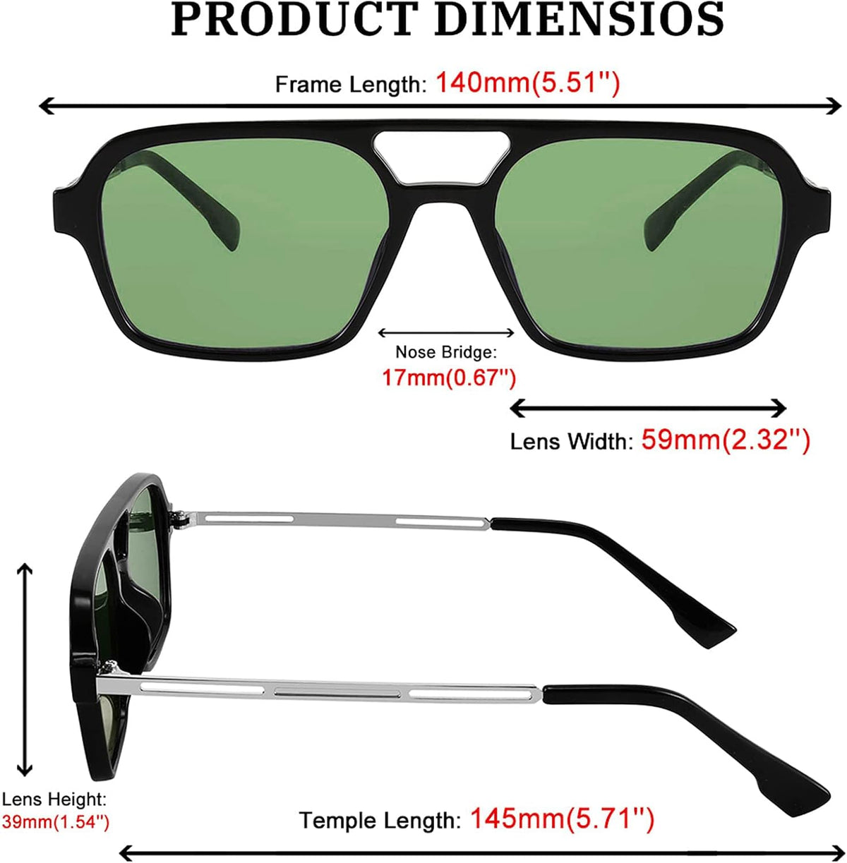 ÉÌƷͼƬ 48 | B0925V3NP4 | FEISEDY Vintage Square 70s Flat Aviator Sunglasses Women Men Metal Design Shades B2752