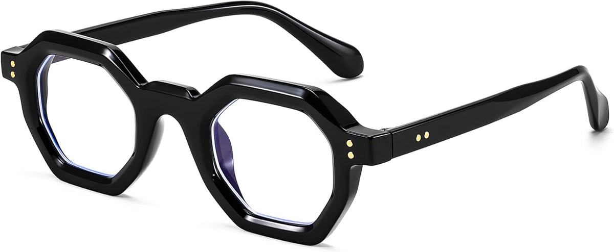 FEISEDY Retro Octagon Blue Light Glasses for Women Men Vintage Polygon Anti Glare Eyeglasses B0102